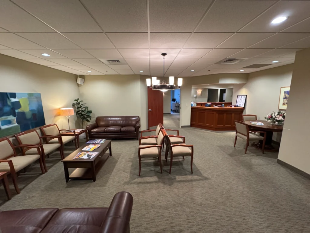 Comfortable patient waiting area at Worcester Cosmetic and Restorative Dentistry in Worcester, MA